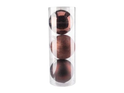 Boule Noel Set3 Mix Chocolat D15cm Plast Ic