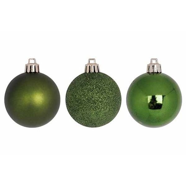 Kerstbal Set12 Mix Groen D6cm Kunststof  