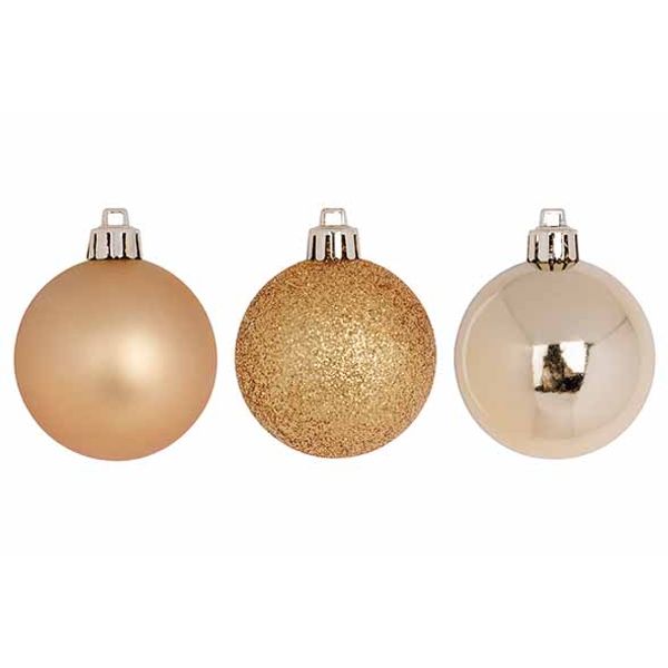 Kerstbal Set12 Mix Goud D6cm Kunststof  