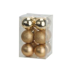 Kerstbal Set12 Mix Goud D6cm Kunststof  