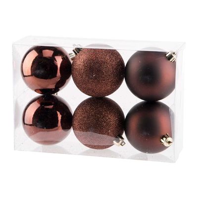 Boule Noel Set6 Mix Chocolat D8cm Plasti C  Cosy @ Home