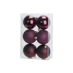 Kerstbal Set6 Mix Bordeaux D8cm Kunstst Of 