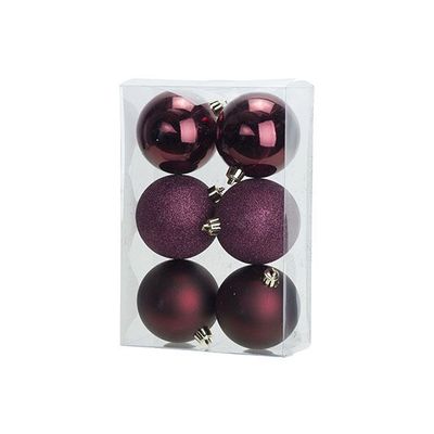 Boule Noel Set6 Mix Bordeaux D8cm Plast Ic  Cosy @ Home