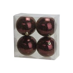 Kerstbal Set4 Crack D10cm Aubergine Kunststof 