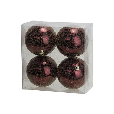 Boule Noel Set4 Crack D10cm Plastic   Cosy @ Home