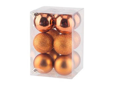Boule Noel Set12 Mix Cannelle D6cm Plast Ic