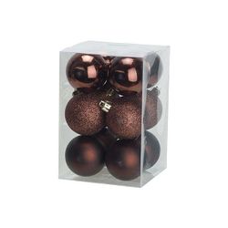 Kerstbal Set12 Mix Chocolat D6cm Kunstst Of 