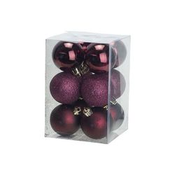 Kerstbal Set12 Mix Bordeaux D6cm Kunsts Tof 