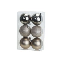 Kerstbal Set6 Mix Champagne D8cm Kunstst Of 