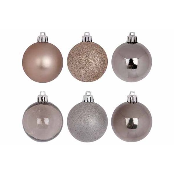 Kerstbal Set48 Mix Champagne D6cm Kunsts Tof 