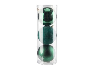Kerstbal Set3 Mix Donkergroen D15cm Kuns Tstof