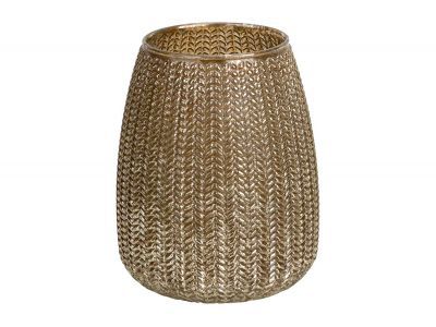 Theelichthouder Knitted Champagne D11cm H14cm Rond Conisch Glas