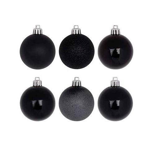 Boule Noel Set48 Mix Noir D6cm Plastic   Cosy @ Home