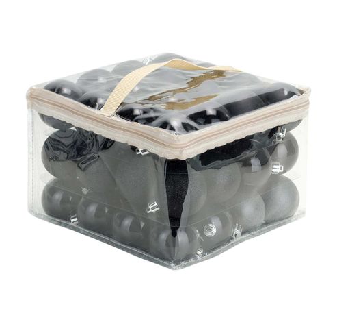 Boule Noel Set48 Mix Noir D6cm Plastic   Cosy @ Home