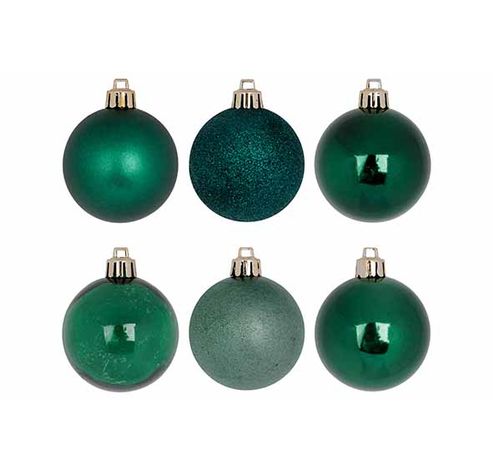 Boule Noel Set48 Mix Vert Fonce D6cm Pla Stic  Cosy @ Home