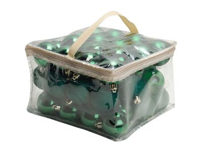 Kerstbal Set48 Mix Donkergroen D6cm Kuns Tstof