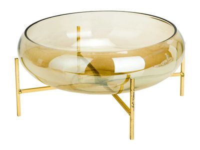 Schaal On Metal Foot Champagne 34x34xh17 ,5cm Glas