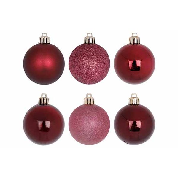 Kerstbal Set48 Mix Bordeaux D6cm Kunstst Of 