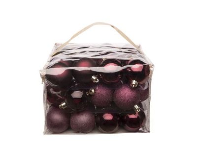 Kerstbal Set48 Mix Bordeaux D6cm Kunstst Of