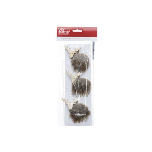 HERT HANGER SET3 BROWN FUR NATUUR 8X1XH8 