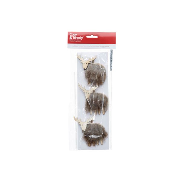 HERT HANGER SET3 BROWN FUR NATUUR 8X1XH8 