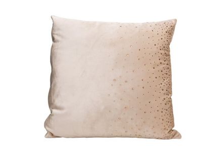 Kussen Strass Creme 45x45xh10cm Fluweel 