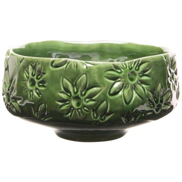 Schaal Flowers Lustre Finish Groen 21x21 Xh10cm Rond Aardewerk 