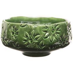 Schaal Flowers Lustre Finish Groen 16x16 Xh8cm Rond Aardewerk 