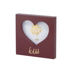 Cosy @ Home Cadre Photo Heart Kiss Bordeaux 15x15xh2 Cm Bois 