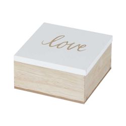 Doos Love White Natuur 10x10xh5cm Hout  