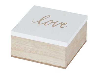 Doos Love White Natuur 10x10xh5cm Hout 