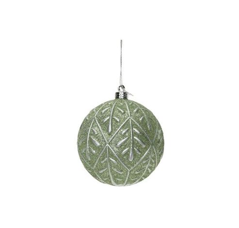 Kerstbal Silver Leaves Mint D10cm Kunsts Tof  Cosy @ Home