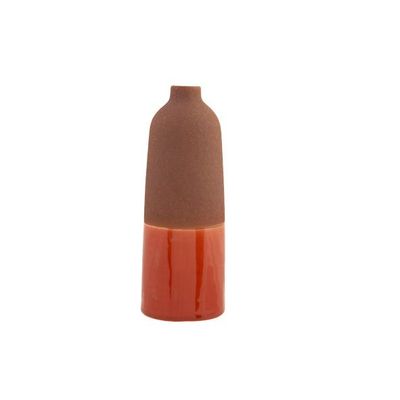 Vase Matt Bottom Part Orange Glaze Brun 10,5x10,5xh27cm Rond Gres  Cosy @ Home