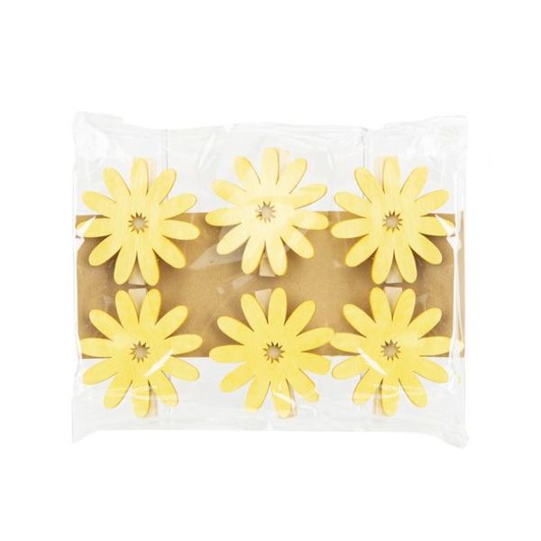 Cosy @ Home Knijper Set6 Sunflower Geel 6x,5xh6cm Ho Ut