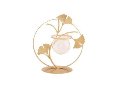 Porte Gingko 1x Glass Vase Dore 17,5x11, 5xh19,5cm Rond