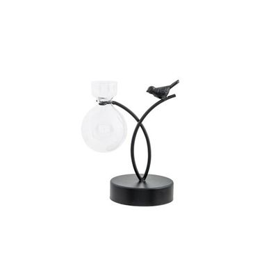 Porte Bird 1x Glass Vase Noir 10,5x9,5xh 16,5cm Metal-verre  Cosy @ Home