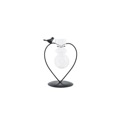 Porte Bird 1x Glass Vase Noir 14x10,5xh1 8cm Coeur Metal-verre  Cosy @ Home