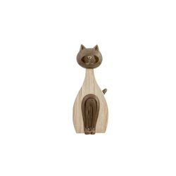 Kat Wood Look Bruin 6,2x4,4xh15,5cm Lang Werpig Keramiek 