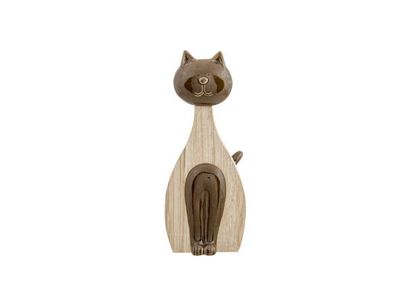 Kat Wood Look Bruin 6,2x4,4xh15,5cm Lang Werpig Keramiek