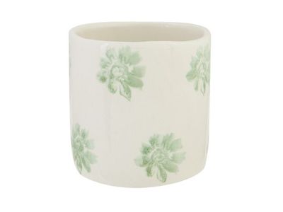 Bloempot Flower Print Groen 10x10xh10cm Cilindrisch Aardewerk