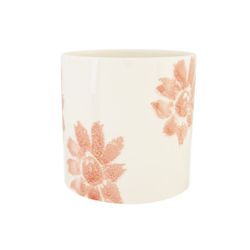 Cosy @ Home Bloempot Flower Print Roze 10x10xh10cm C Ilindrisch Aardewerk 