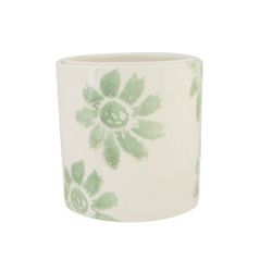 Cosy @ Home Cachepot Flower Print Vert 13x13xh13cm C Ylindrique Gres 