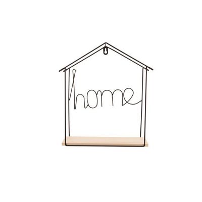 Muurdeco House Wood Base Zwart 29,5x9,5x H33cm Rechthoek Metaal  Cosy @ Home