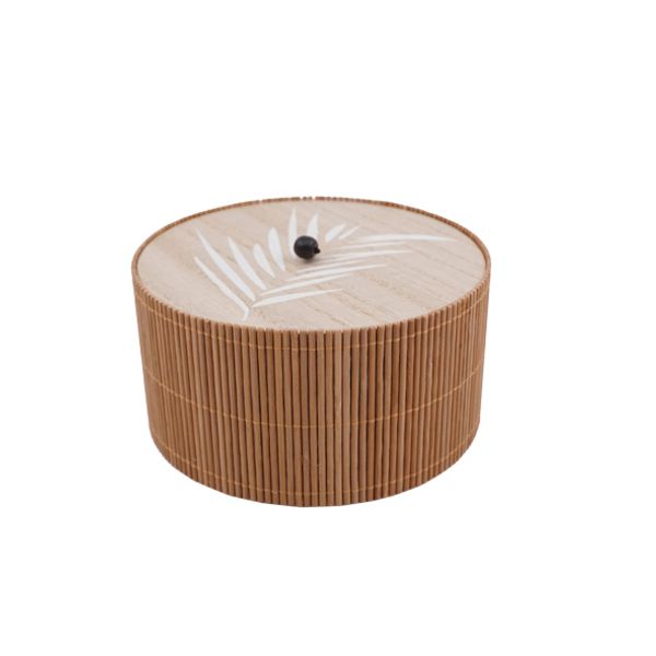 Cosy @ Home Doos Bruin 14,8x14,8xh8cm Rond Hout 