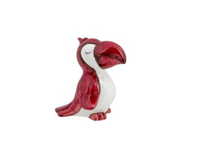 Papegaai Ara Rood 13x14xh16,5cm Langwerp Ig Keramiek
