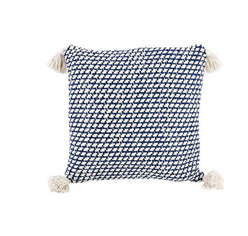 Kussen Tassel Blauw 45x45xh10cm Katoen   Cosy @ Home