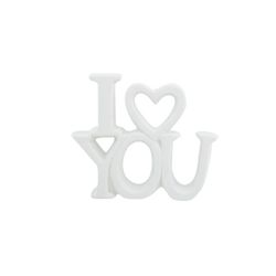 Ornament I Love You Matt  Wit 13,5x3xh11 ,7cm Andere Keramiek 