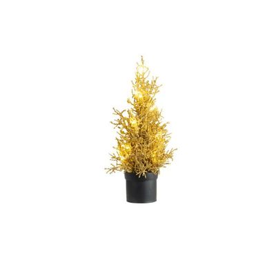 Arbre De Noël 15 Led Lights Glitter Dore  13x13xh33cm Plastic Excl 3 Piles Aaa  Cosy @ Home