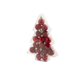 Kerstbal Set17 Mix Rood D3cm Kunststof  