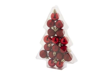 Boule Noel Set17 Mix Rouge D3cm Plastic 